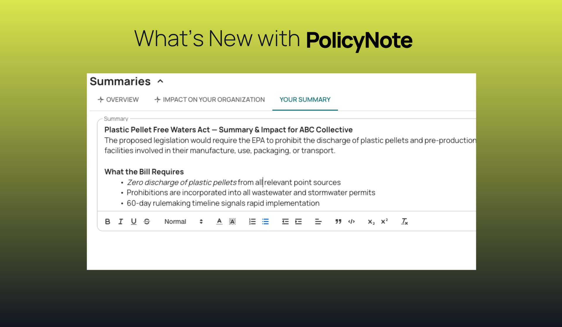 PolicyNote Now Supports Rich Text Formatting Across Summaries, Actions, and Comments