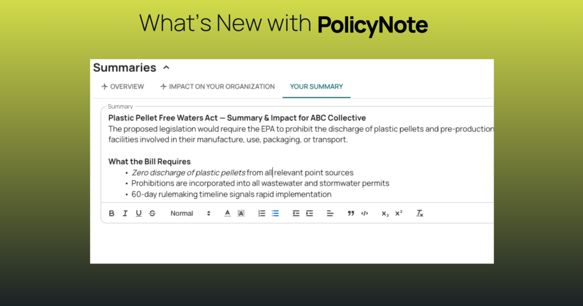 PolicyNote Now Supports Rich Text Formatting Across Summaries, Actions ...