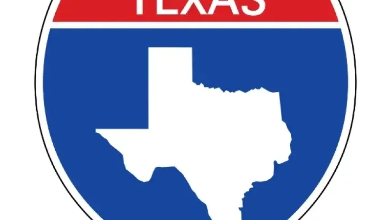 Texas on road sign